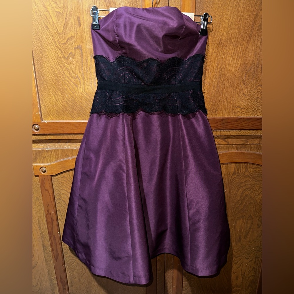 Semi Formal Strapless Dress (Plum w/ Black Detail)